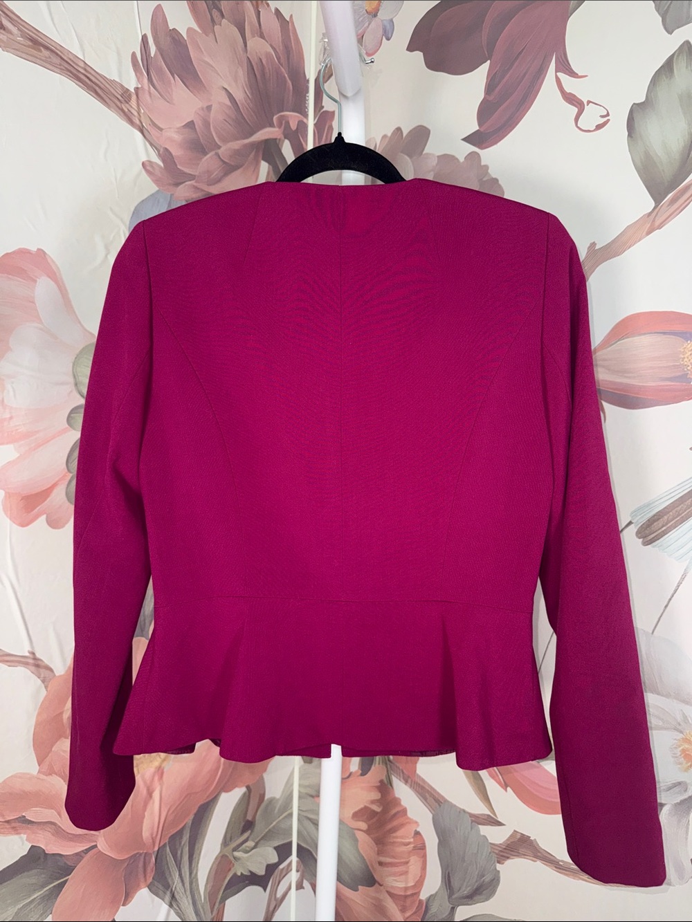Women's Zip-Front Peplum Jacket in Fuschia Pink - Size 4 - Picture 4 of 4